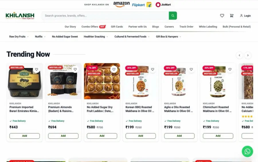 Khilansh Foods website