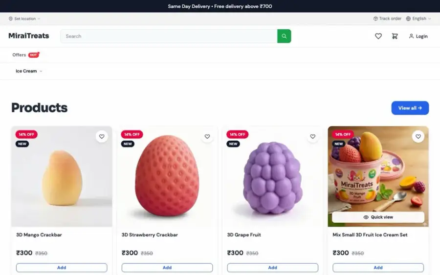MiraiTreats website