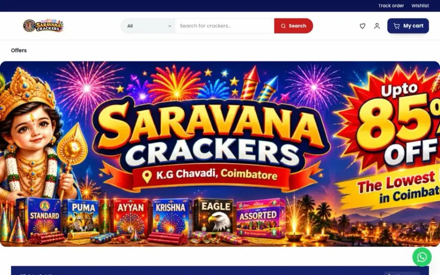 Saravana Crackers website