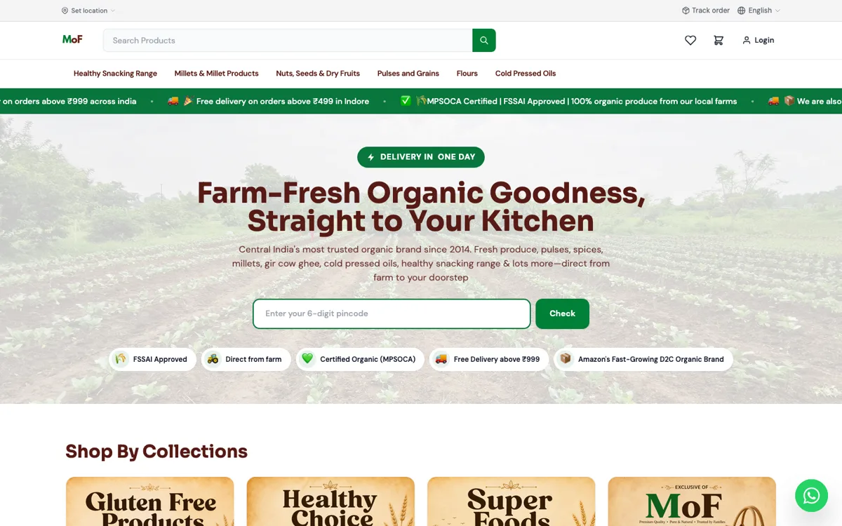Mangalam Organic Foods' website — organic grocery store