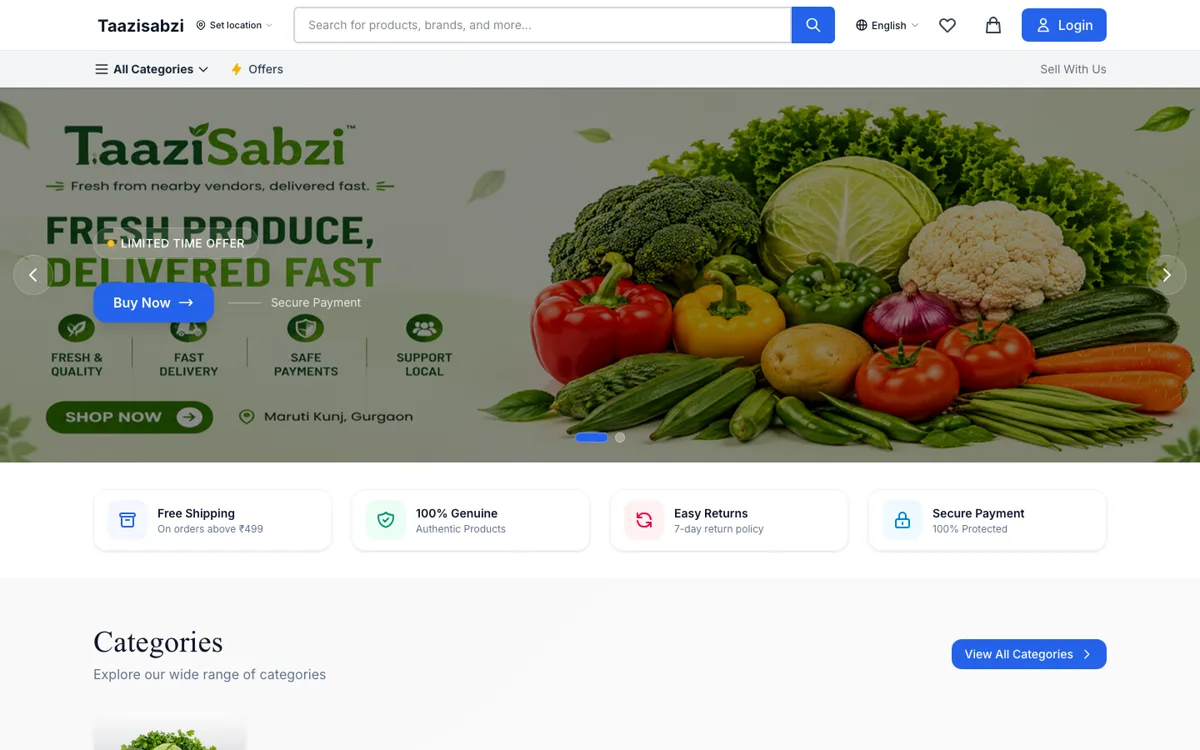 Taazisabzi — live ecommerce store built on FlexiCommerce