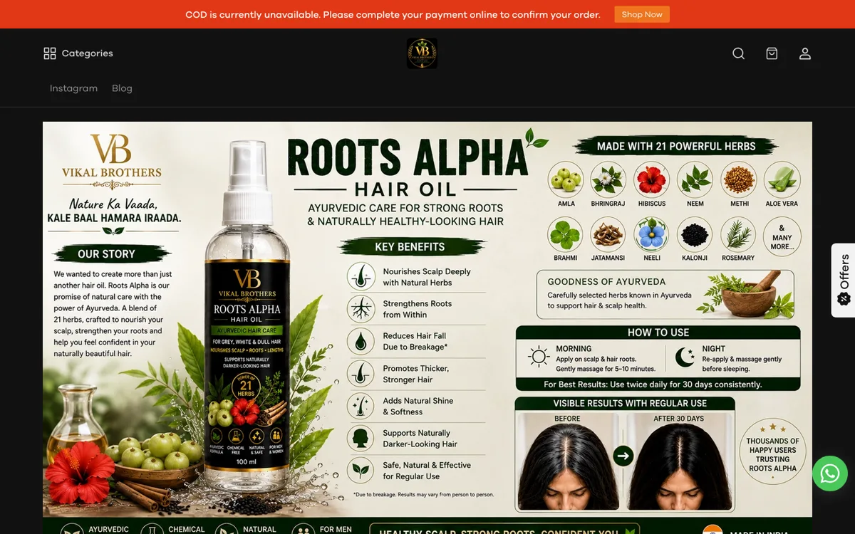 Vikal Brothers — live ecommerce store built on FlexiCommerce